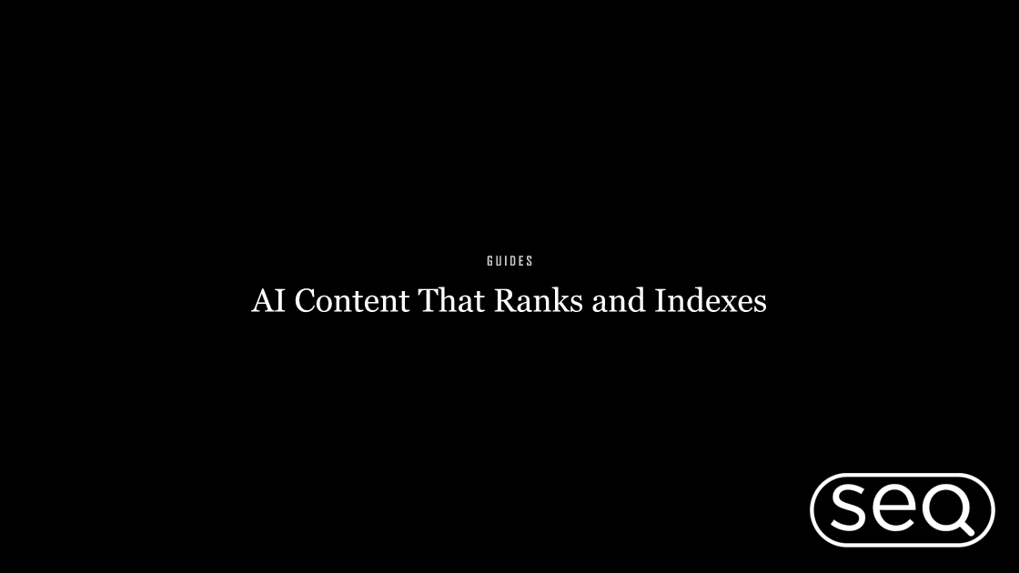 Editorial cover for a data-backed guide on using AI for SEO content that ranks and indexes.