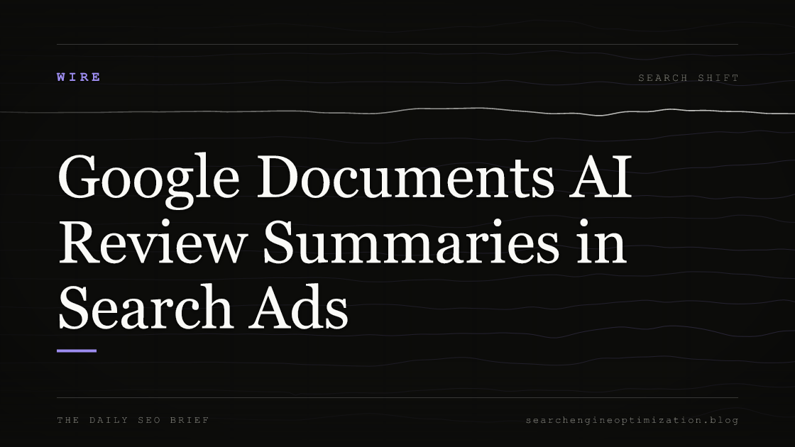 Google Documents AI Review Summaries in Search Ads. Featured image for SEO