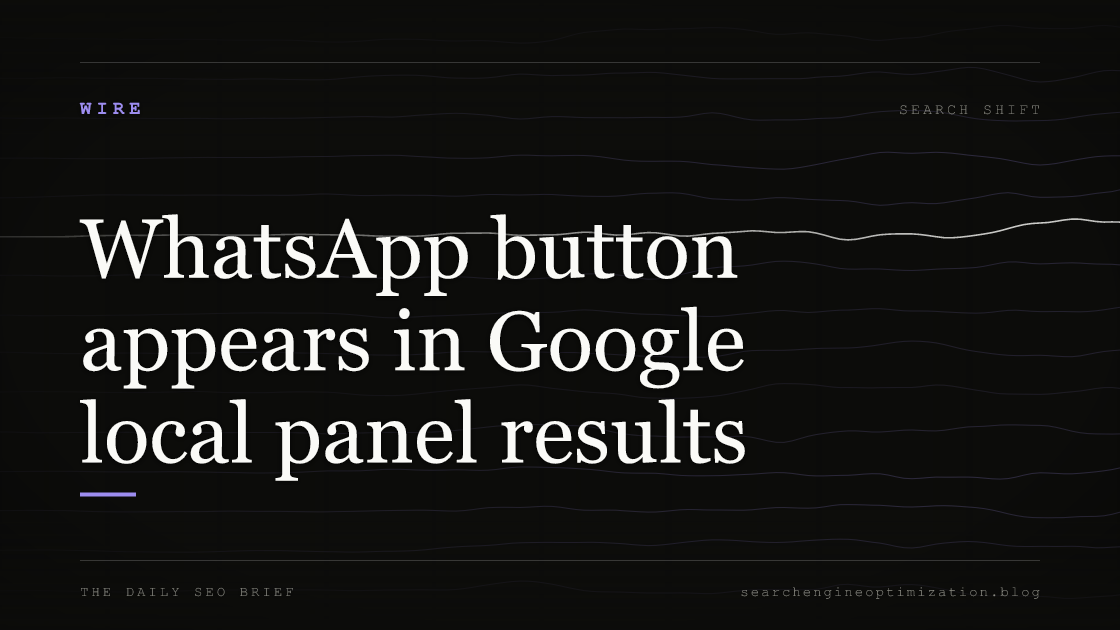 WhatsApp button appears in Google local panel results. Featured image for SEO